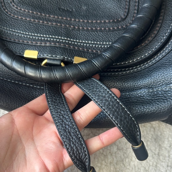 Chloe Black Leather Shoulder Bag with Gold Accents - Picture 6 of 9